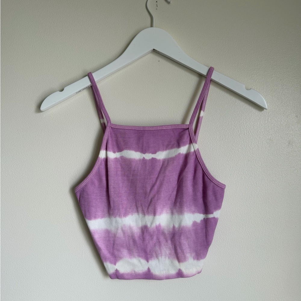 ZARA NWT Purple Tie Dye Ribbed Crop Tank Top Size M